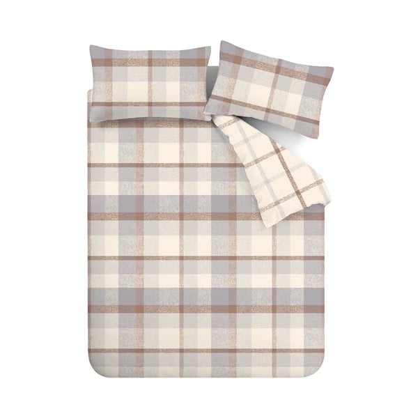 Sivo-krem flanelska posteljina za krevet za jednu osobu 135x200 cm – Catherine Lansfield