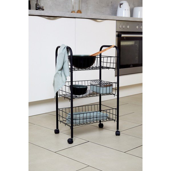 Crna metalna trokatna mobilna kolica Wenko Florenz-image-2