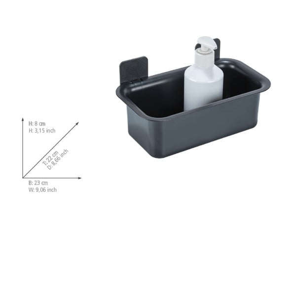 Crna plastična kupaonska polica s postavljanjem bez bušenja Parma – Allstar-image-4