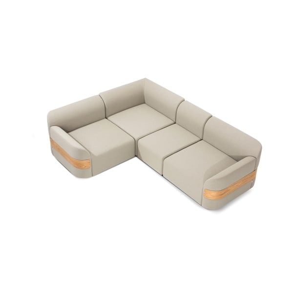 Svijetlo sivi kauč (desni kut) od mješavine vune i lana Hugg - Gazzda-image-3