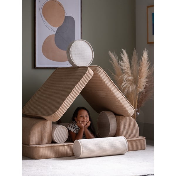 Svjetlo smeđi dječji kauč od samta 132 cm Settee – Wigiwama-image-1