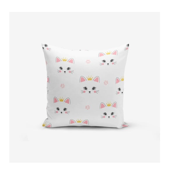 Dječji jastuk 43x43 cm White Pink Cat – Mila Home