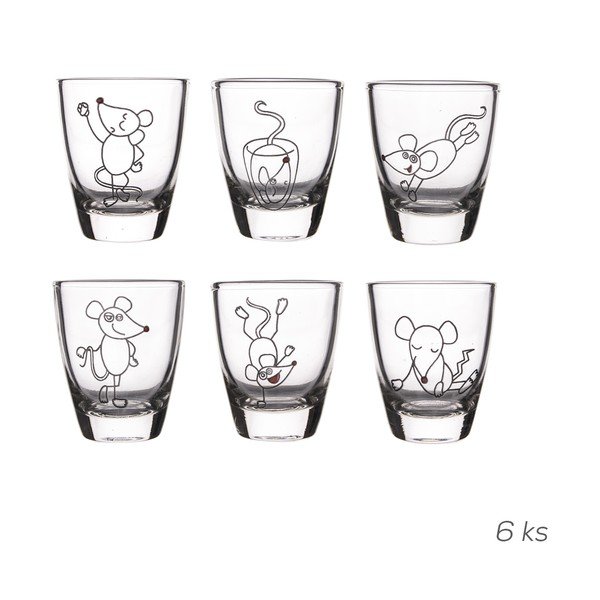 Set od 6 staklenih čašica Orion Mouse, 25 ml