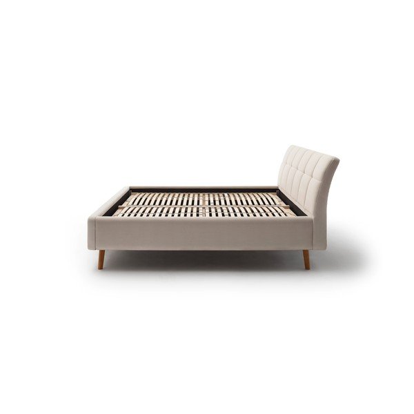 Bež tapecirani bračni krevet s prostorom za odlaganje s podnicom 160x200 cm Mila – Meise Möbel-image-4