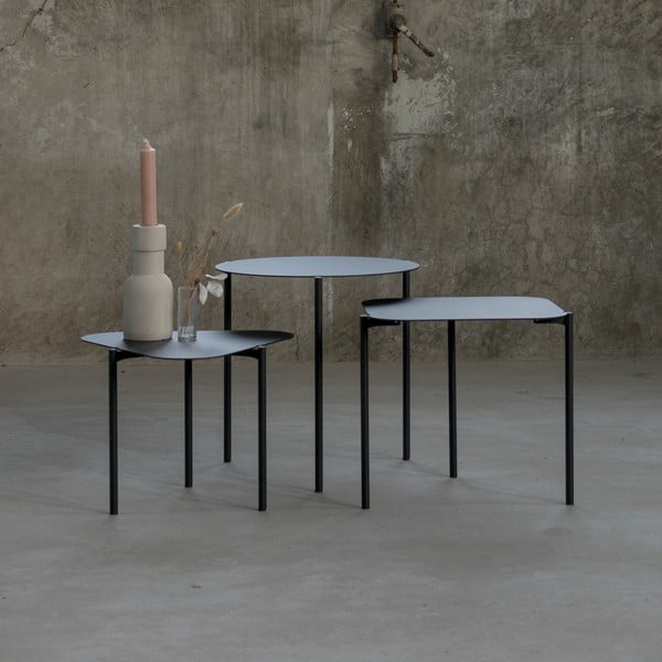 Metalni okrugli pomoćni stolići u setu 3 kom 46.5x46.5 cm Do-Re-Mi – Spinder Design-image-1