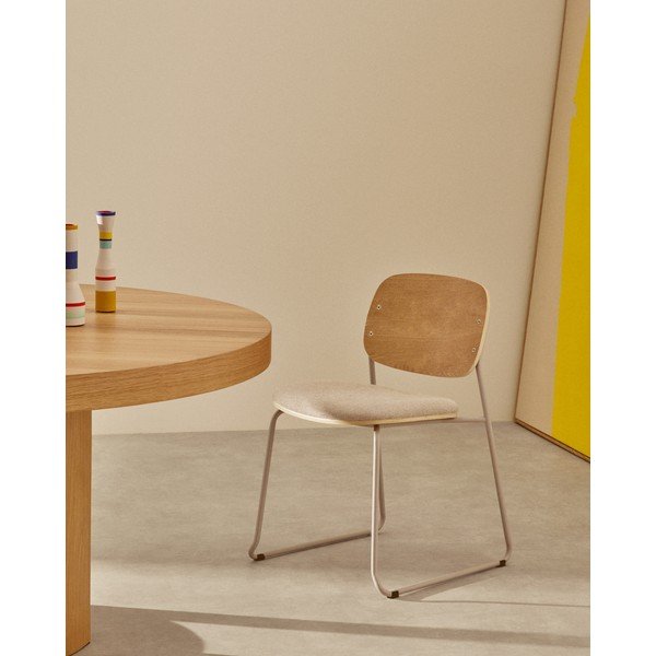 Bež/u prirodnoj boji metalna složiva blagovaonska stolica Meli – Kave Home-image-1