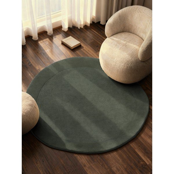 Tamno zeleni ručno rađen okrugao tepih od mješavine vune ø 160 cm Kari Organic – Villeroy&Boch-image-1
