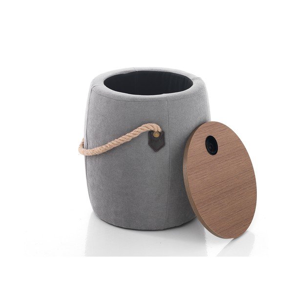 Sivi puf s prostorom za odlaganje Tomasucci Barril, ø 40 cm-image-1