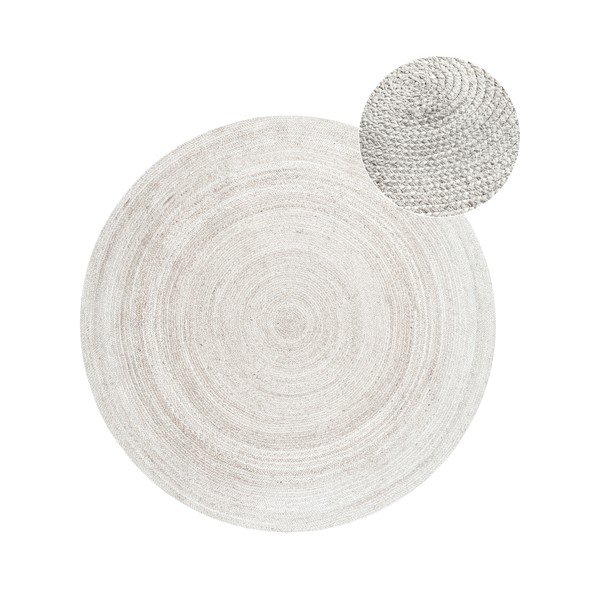 Bijeli obostrani/ručno rađen juten okrugao tepih ø 140 cm Braided – Hanse Home