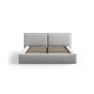 Svijetlo sivi tapecirani bračni krevet s prostorom za pohranu s podnicom 180x200 cm Arendal – Cosmopolitan Design