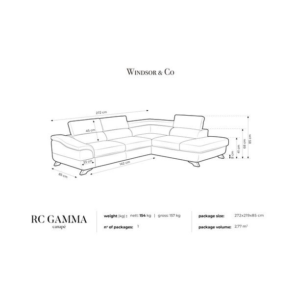 Sivi kauč na razvlačenje s prostorom za odlaganje Windsor &amp; Co Sofas Gamma, desna strana-image-4