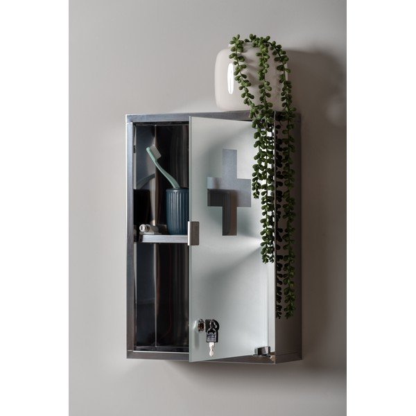 Metalni zidni kupaonski ormarić u srebrnoj boji 12x48 cm    – PT LIVING-image-1