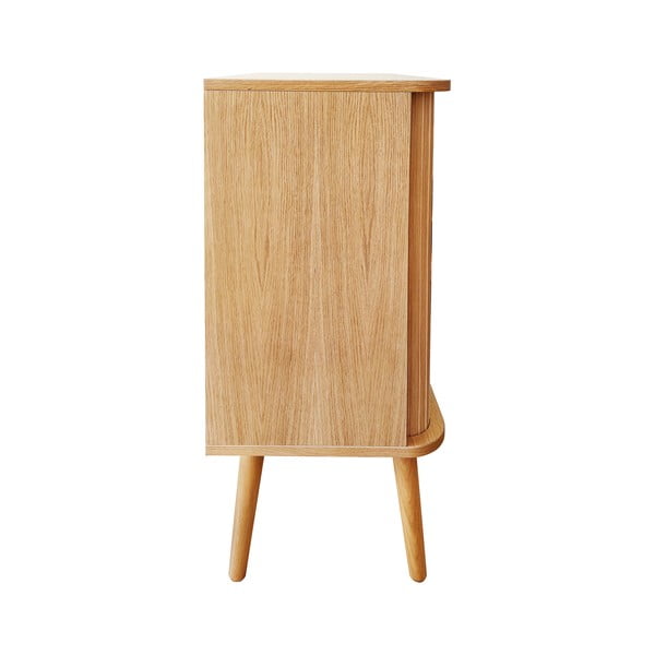 Visoka komoda u dekoru hrasta s kliznim vratima u prirodnoj boji 83x95 cm Rove – Woodman-image-4