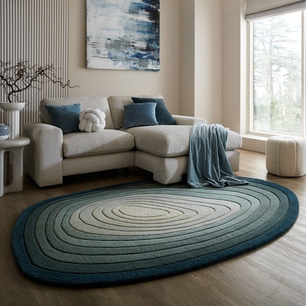 Plavi vunen tepih 160x230 cm Puddle Ombre Wool – Flair Rugs-image-1