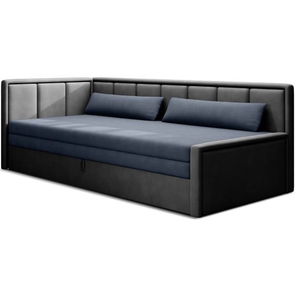 Plava/siva sklopiva/s prostorom za odlaganje sofa od šenila 214 cm Fulgeo – ELTAP