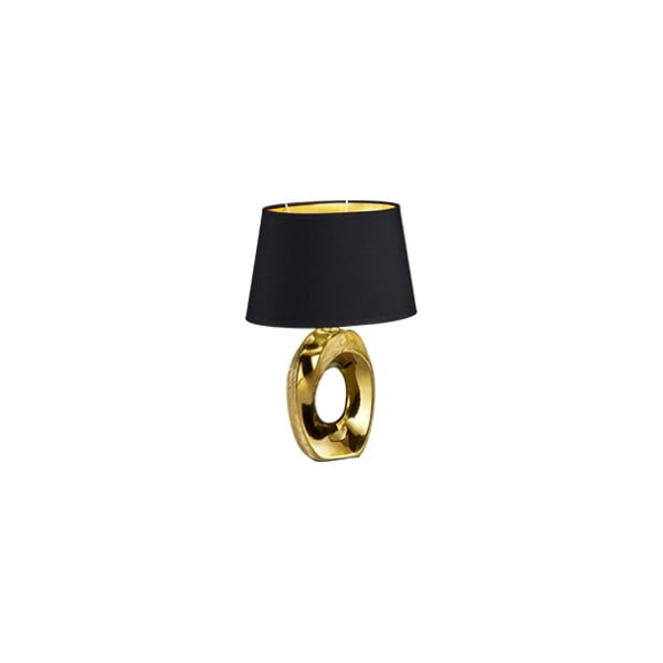 Stolna lampa u crno-zlatnoj boji od keramike i tkanine Trio Taba, visina 33 cm