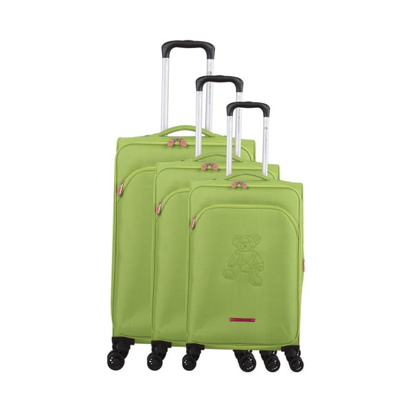 Set od tri zelena kofera na četiri kotača Lulucastagnette Emilia
