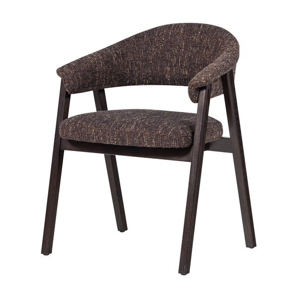 Tamno smeđa podstavljena blagovaonska stolica s naslonima za ruke Tunar – WOOOD