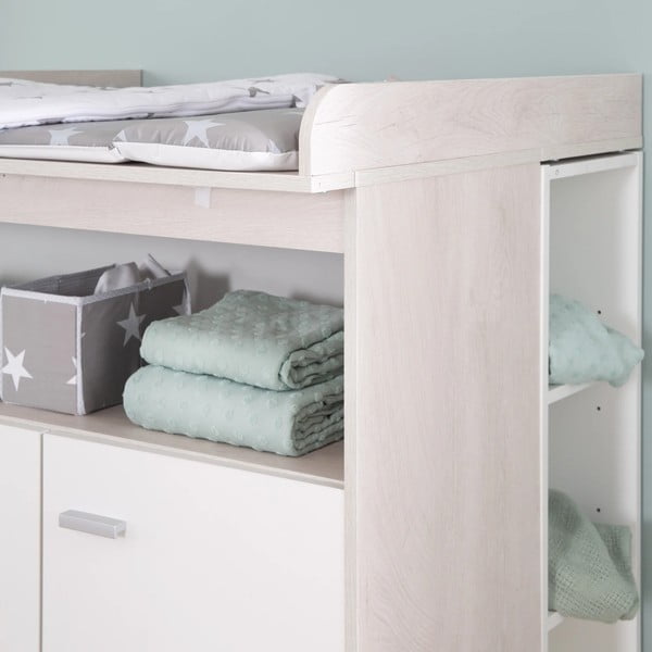 Bijela niska dječja komoda u dekoru hrasta s promjenjivim stolom 117x98 cm Julia – Roba-image-2