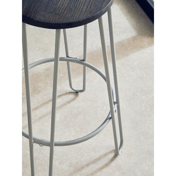 Siva/u tamnoj prirodnoj boji barska stolica od čvrstog brijesta (visine sjedala 75 cm) District – Premier Housewares-image-3