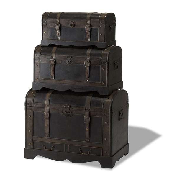 Set od 3 drvene ukrasne kutije Furnhouse Trunks Shadow