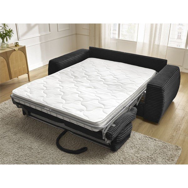 Crna sofa za spavanje/sklopiva od samta 240 cm Hugo – Bobochic Paris-image-1