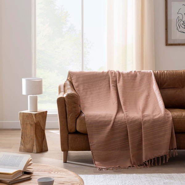 Pamučan prekrivač boje terakote 125x150 cm Lilia – douceur d'intérieur-image-1