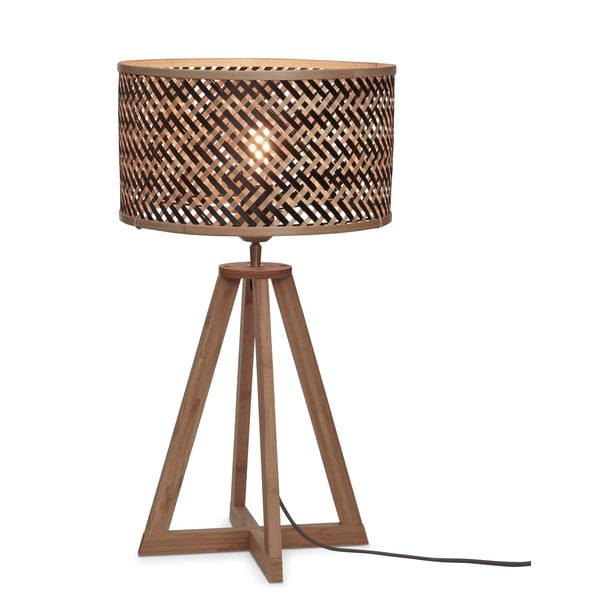 Crna/u prirodnoj boji stolna lampa s bambusovim sjenilom (visina 53 cm) Java – Good&Mojo