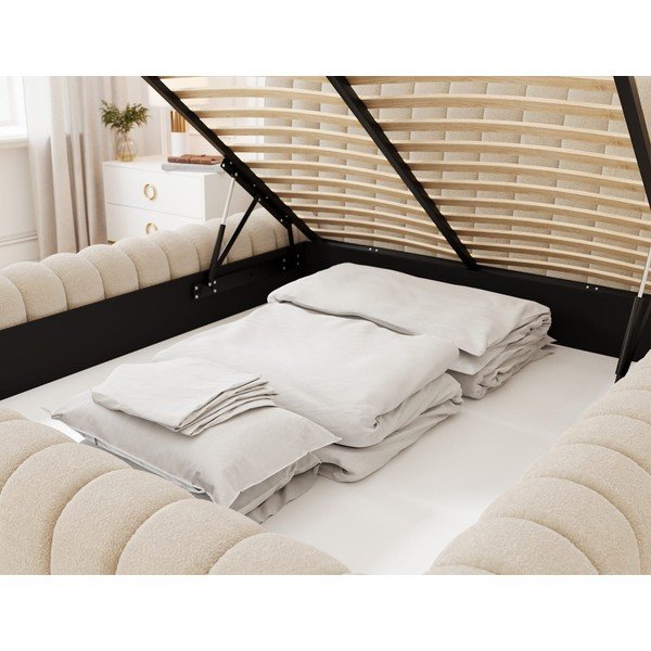 Bež tapecirani bračni krevet s prostorom za odlaganje s podnicom 180x200 cm Carilla – ELTAP-image-4