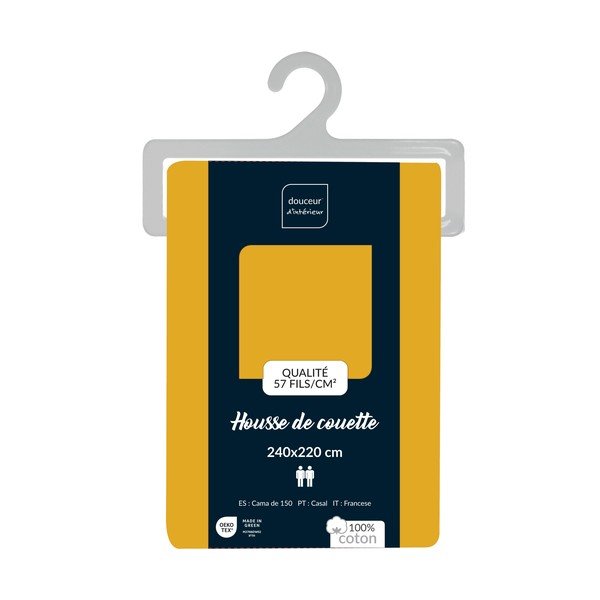Žuta  pamučna navlaka za poplun za bračni krevet/za produženi krevet 240x220 cm Lina – douceur d'intérieur-image-2