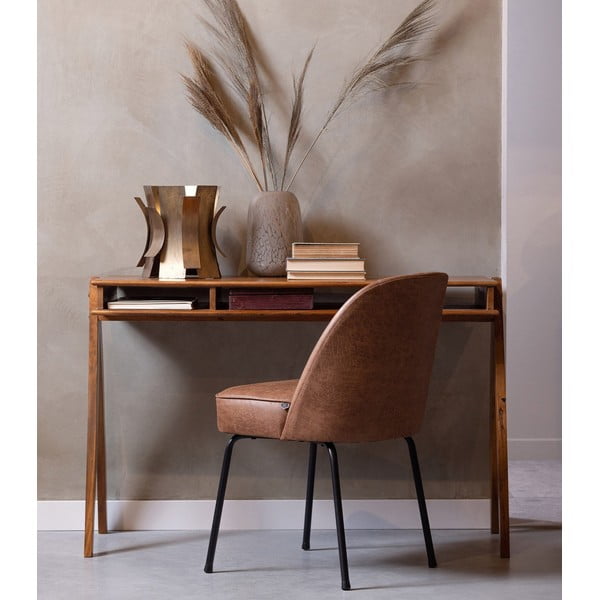 Konjak smeđe kožne blagovaonske stolice u setu 2 kom Vogue – WOOOD-image-1