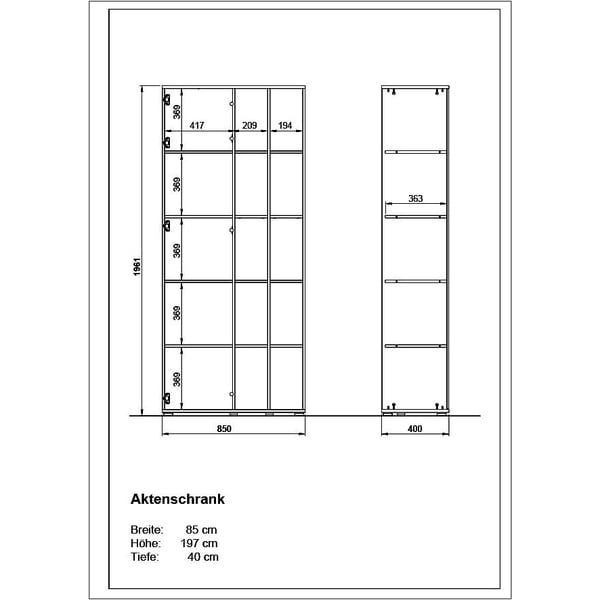 Regal za knjige u dekoru hrasta 85x197 cm Lioni - Germania-image-3