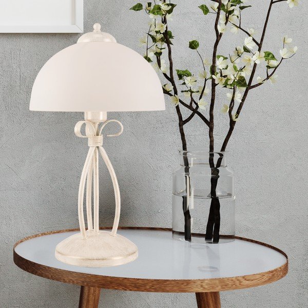 Bijela stolna lampa sa staklenim sjenilom (visina 43 cm) Adelle – LAMKUR-image-2