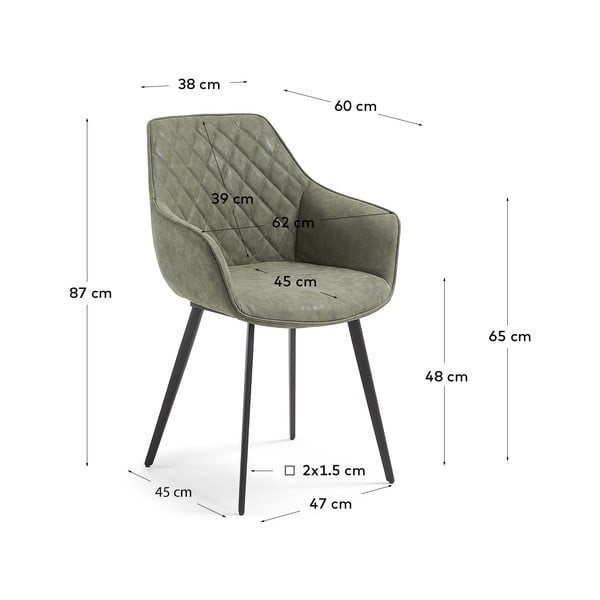 Kaki zelene blagovaonske stolice u setu 2 kom od umjetne kože Amira – Kave Home-image-4
