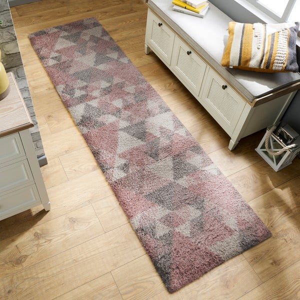 Rozo-sivi tepih Flair Rugs Nuru, 60 x 230 cm-image-1