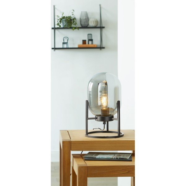 Crna stolna lampa sa staklenim sjenilom (visina 34 cm) Regi – Fischer & Honsel-image-3