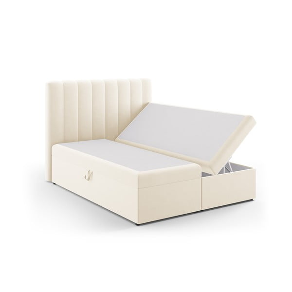 Bež boxspring krevet s prostorom za pohranu 160x200 cm Gina – Milo Casa-image-2