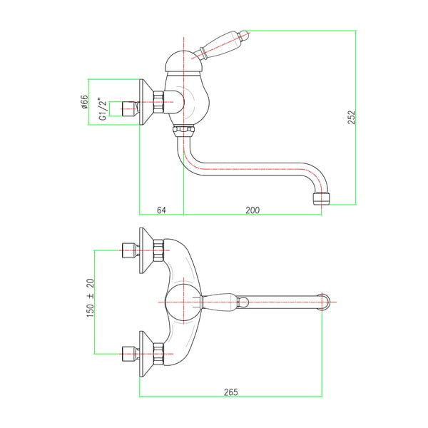 Zidna slavina za umivaonik u srebrnoj boji (s 1 izlazom) Kirké White – Sapho-image-1