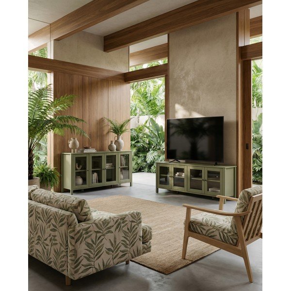 Zelena TV komoda od masivnog bora 150x50x40 cm Alessandra – Marckeric-image-1