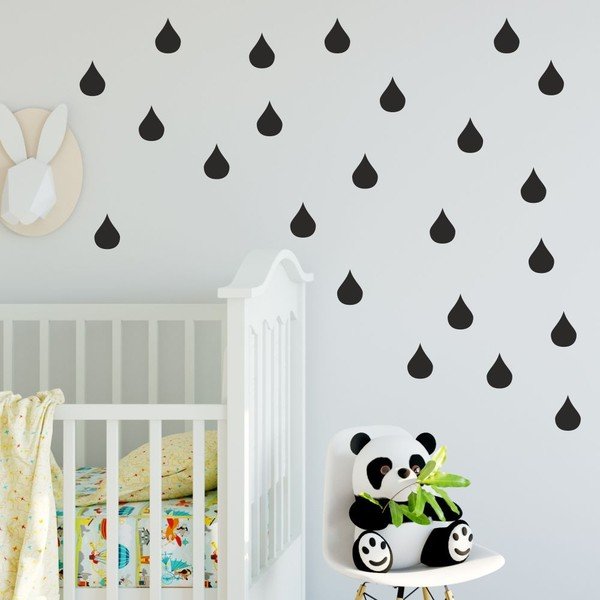 Set crnih zidnih naljepnica North Carolina Scandinavian Home Decors Drop