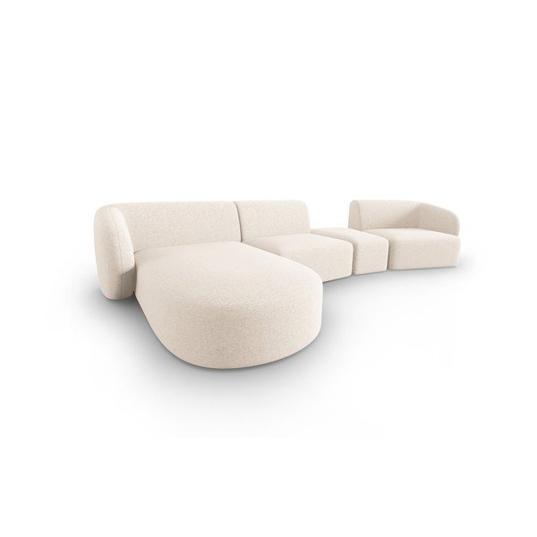 Bež kutna garnitura od šenila (s lijevim kutom/s ležaljkom) Paolo – Milo Casa-image-2