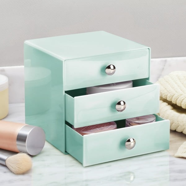 Mint zelena kutija sa tri ladice iDesign Drawers, visina 16,5 cm-image-1