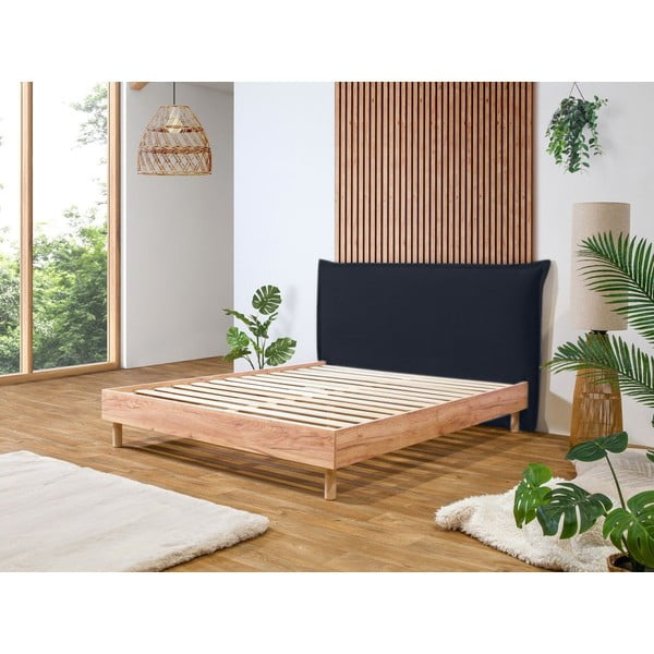 Tamno plavi/u prirodnoj boji bračni krevet s podnicom 160x200 cm Charlie – Bobochic Paris-image-1