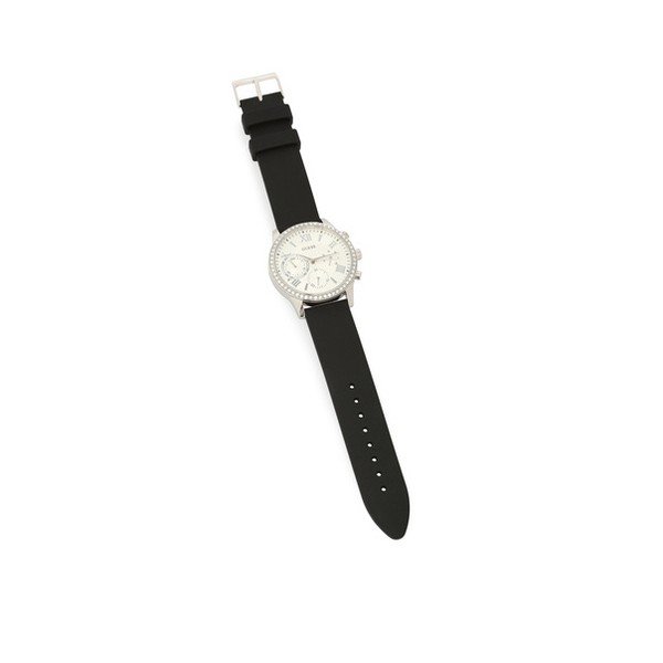 Ženski sat s crnim silikonskim remenom Guess W1135L5-image-1