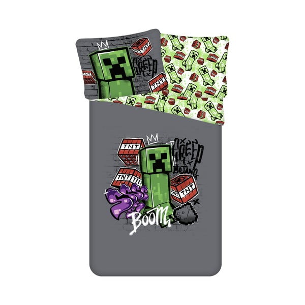 Pamučna dječja posteljina za krevet za jednu osobu 140x200 cm Minecraft Metro Art – Jerry Fabrics