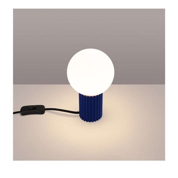 Tamno plava stolna lampa sa staklenim sjenilom (visina 19 cm) Orbital – Sollux-image-1