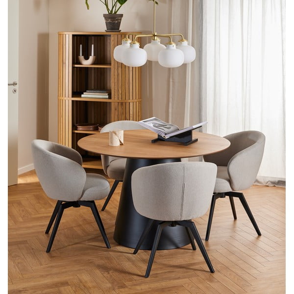 Crni/u prirodnoj boji okrugli blagovaonski stol s pločom stola u dekoru hrasta ø 120 cm Soli – Actona-image-1