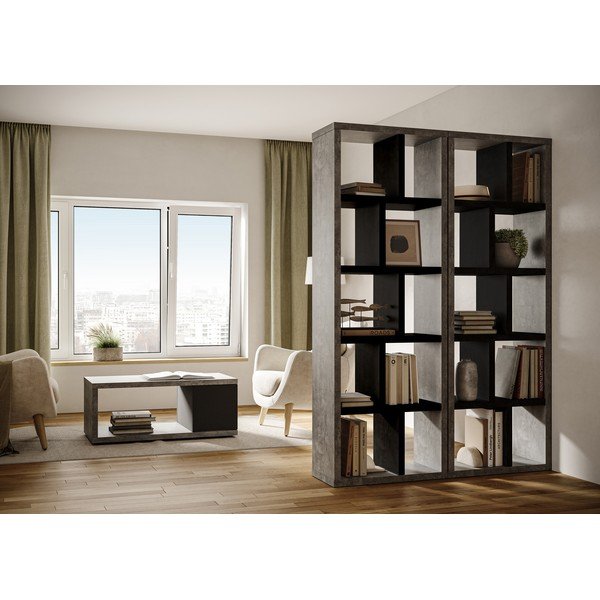 Crna/tamno siva biblioteka u betonskom dekoru 70x198 cm Berlin – TemaHome-image-1