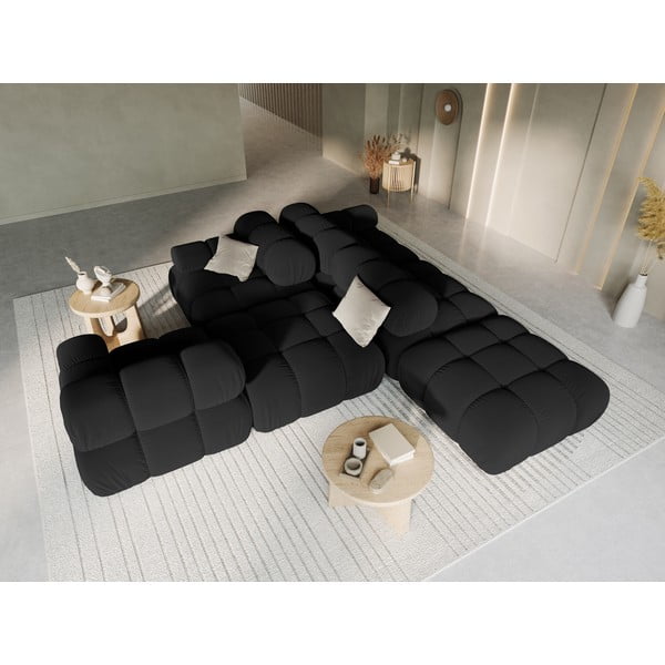 Crna baršunasta sofa 282 cm Bellis – Micadoni Home-image-1
