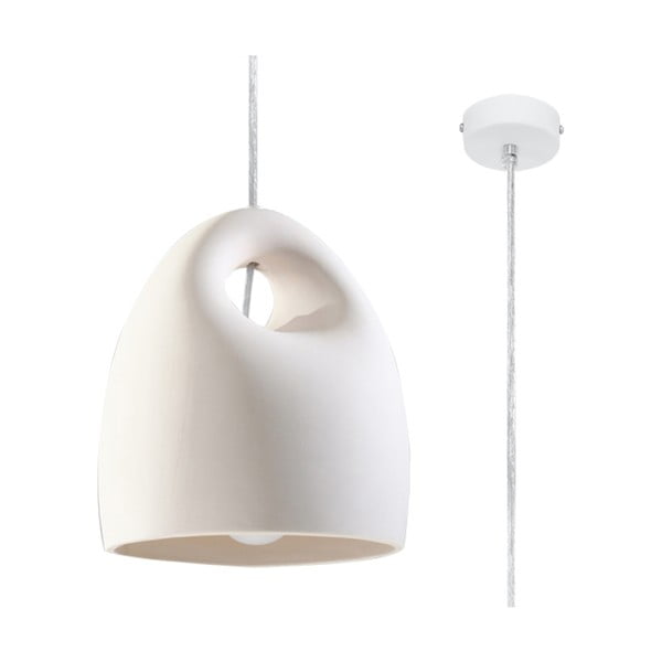 Bijela viseća svjetiljka s keramičkim sjenilom ø 25 cm Sativa – Nice Lamps